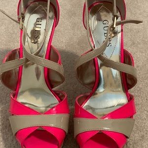Guess Nude and Neon Pink Stilettos